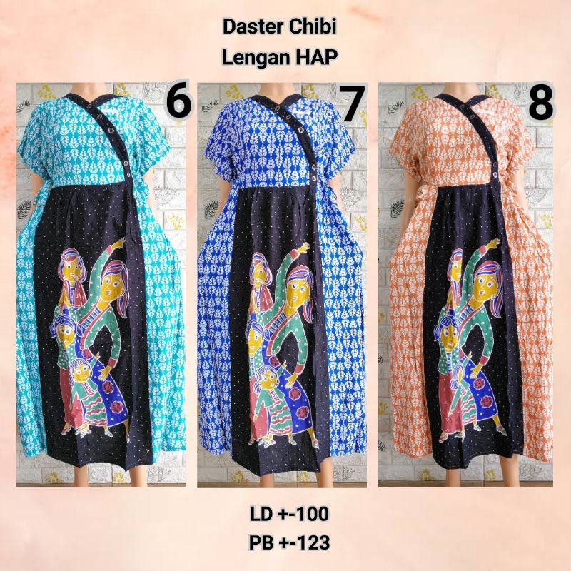 Daster Chibi Lengan Kimono HAP LD 100 Adem Busui Friendly BU TEJO Senam CCBB + polbung