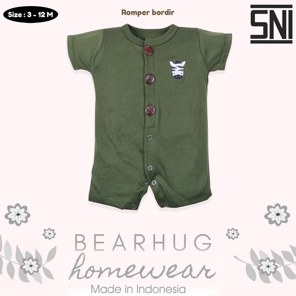 Bearhug Homewear Romper Bayi Laki-Laki Pendek HRX4 Embroidery 3-12 Bulan-7