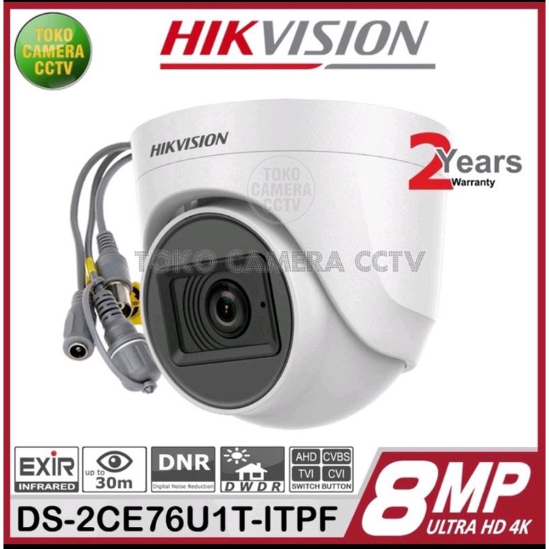 HIKVISION DS-2CE76U1T-ITPF 8MP 4K Turret Camera CCTV Indoor