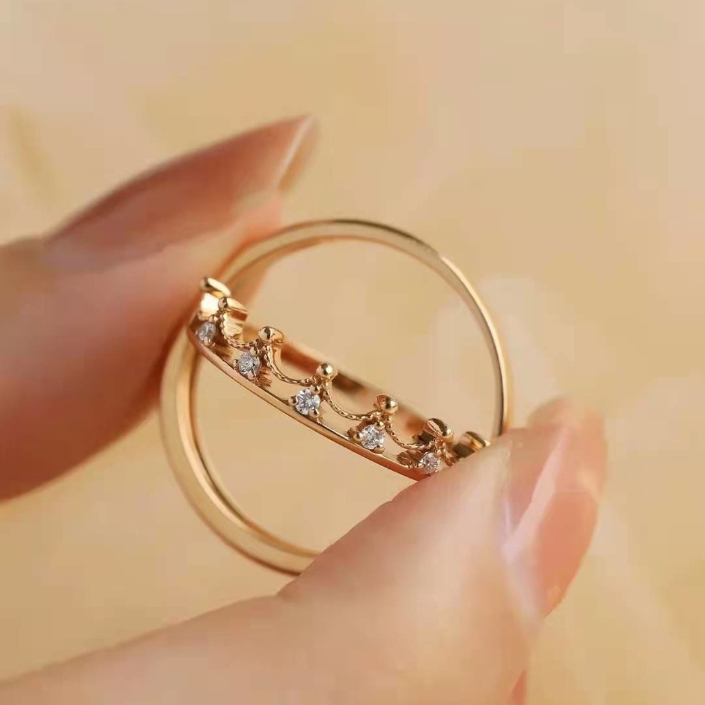 Cincin Berlian 925 silver Bentuk Mahkota Untuk Pria Dan Wanita