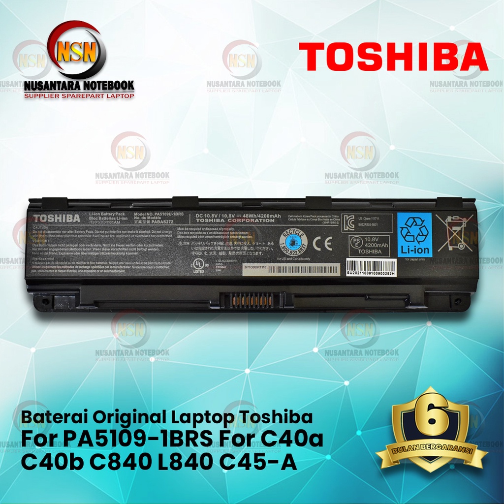 BATTERY TOSHIBA ORIGINAL QUALITY TYPE C40 C40A C40B PA 5109