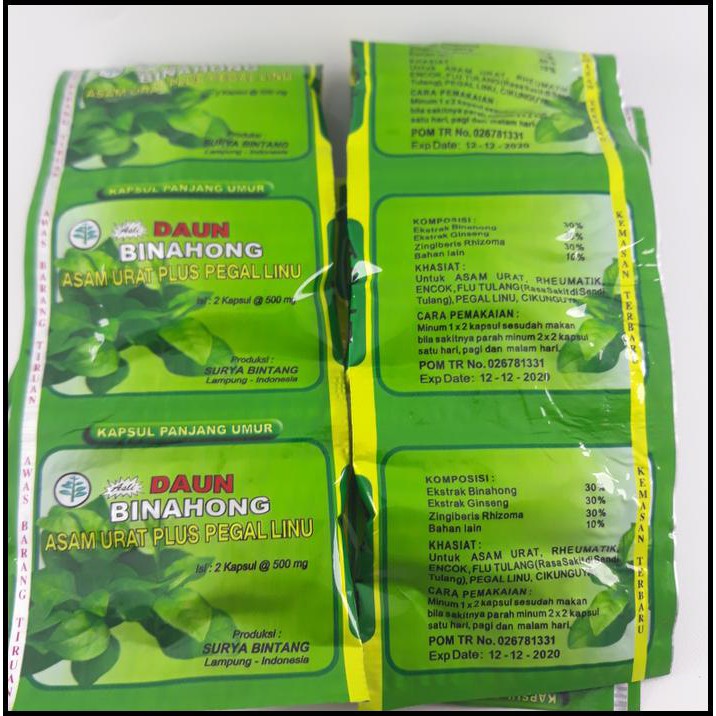 KAPSUL DAUN BINAHONG ASLI BERKHASIAT