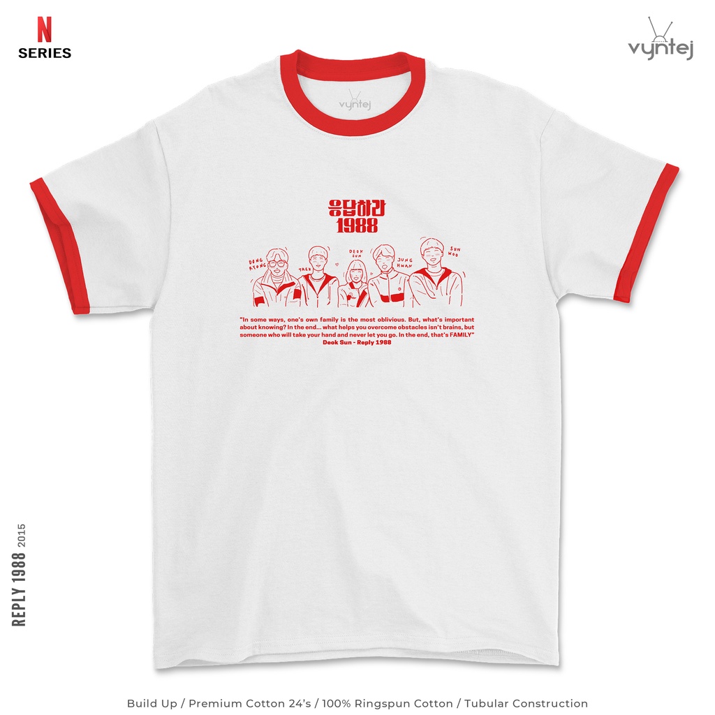 KAOS REPLY 1988 - 002 - RINGER TEE SHIRT / BAJU DRAMA KOREA / MOVIE T SHIRT