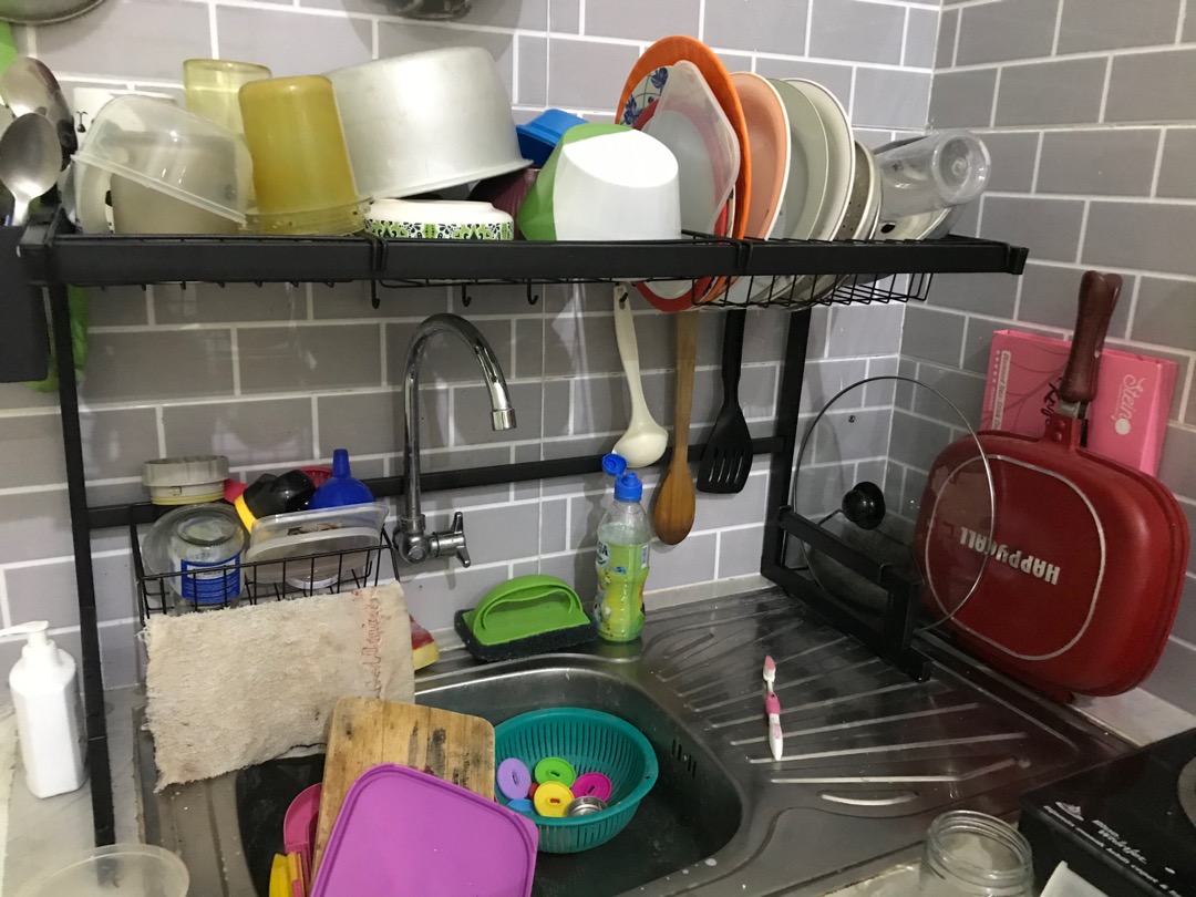 Es Rak Dapur Hitam Rak Wastafel Rak Piring Dan Peralatan Dapur 65cm