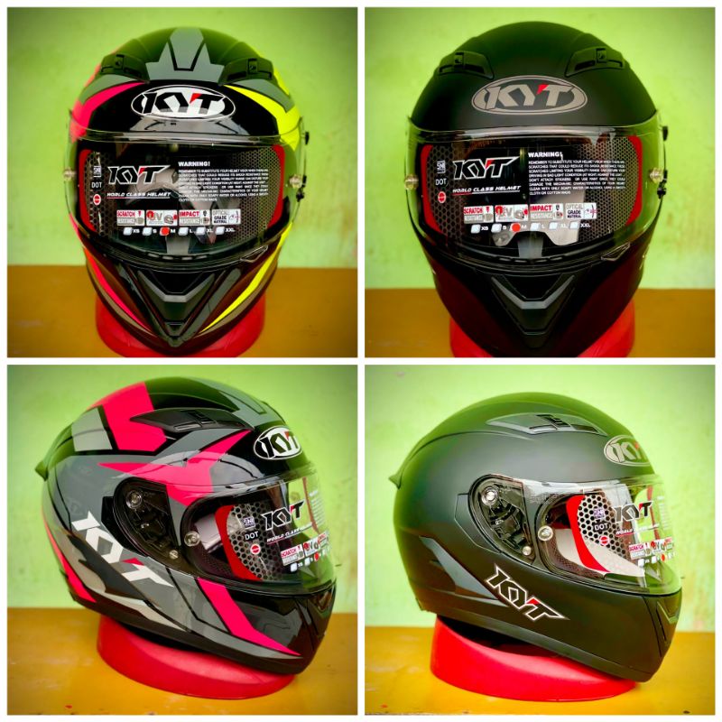 Helm KYT Falcon FR  black doff / KYT Falcon FR fuxia
