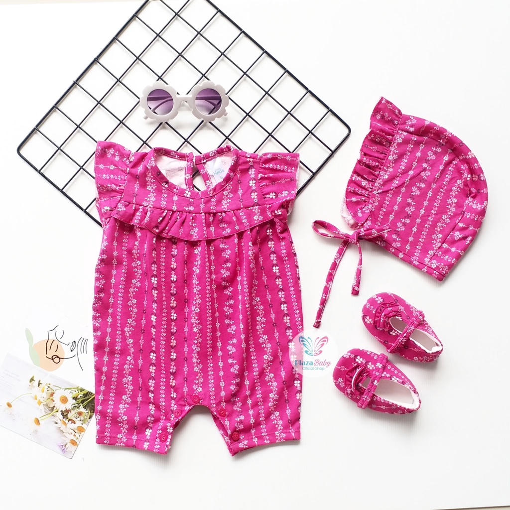 Plazababyku MX ROMPER PIPER setelan bayi motif bunga yang lucu free bonnet+sepatu PART2