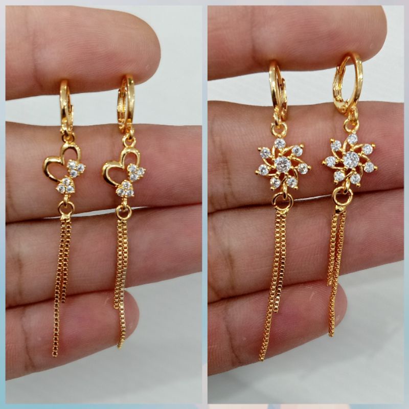 Anting Jurai xuping wanita berlapis emas dengan mata zircon.