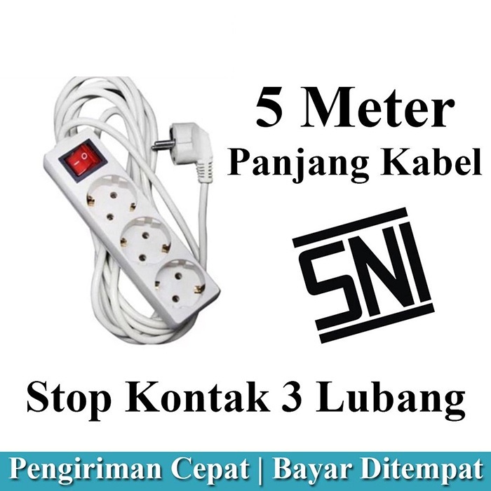 HOPE STORE -  STOP KONTAK 3,4,5 LUBANG PANJANG 1,5M - 5M + KABEL / STOP KONTAK KABEL / COLOKAN LISTRIK