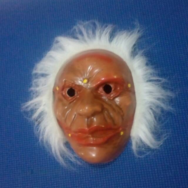 Halloween mask muka coklat rambut Putih