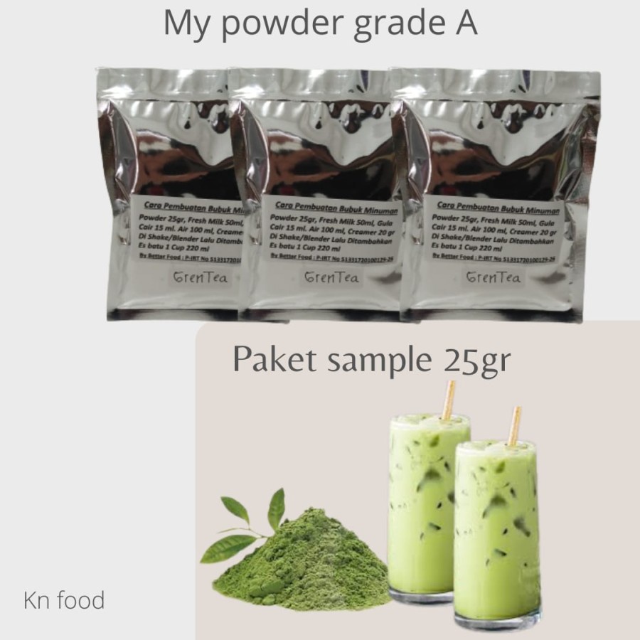 

KEMASAN 25 GRAM PAKET SAMPEL MY POWDER GRADE A GREEN TEA .
