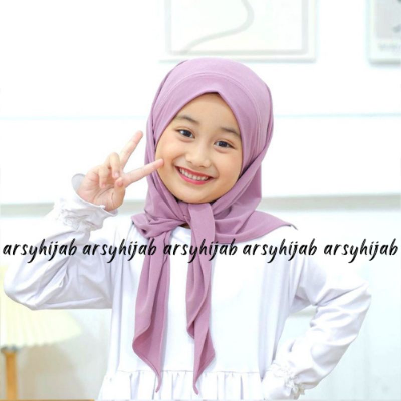 jilbab instan anak malay / hijab melayu instan 2in1 jersey