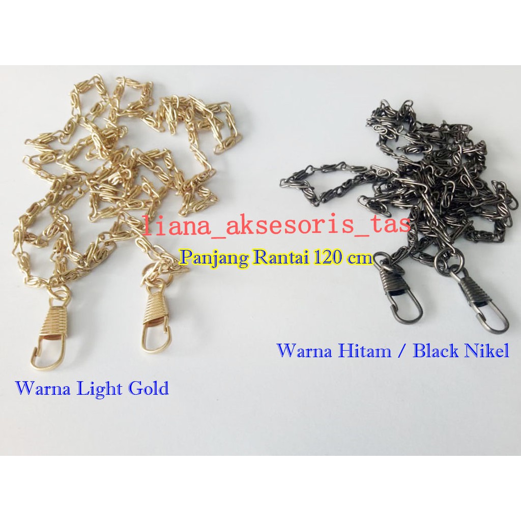 TALI TAS RANTAI TAS WANITA IMPORT WARNA SILVER, LIGHT GOLD DAN HITAM AKSESORIS TAS