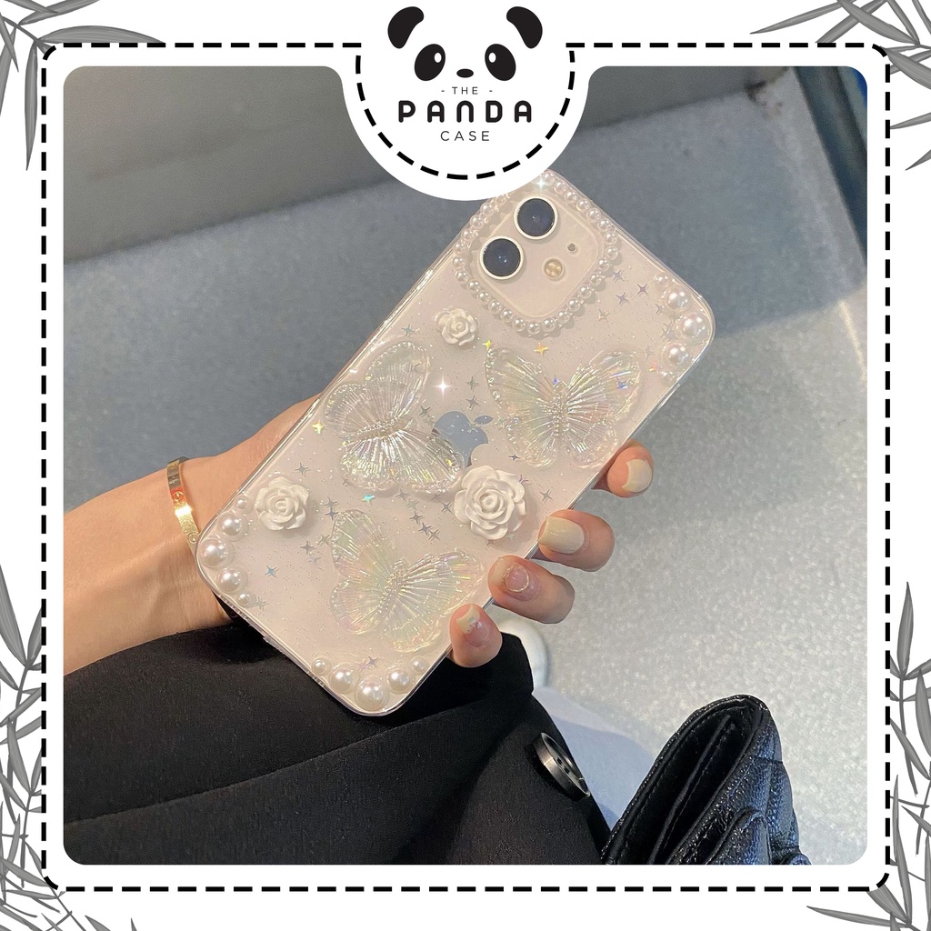 [TPC] Phone Case Bening Transparant BUTTERFLY Glitter Card Holder Phone Case IPHONE 6 6S 7 8 PLUS X XS MAX XR 11 12 13 14 MINI PRO MAX - IP028