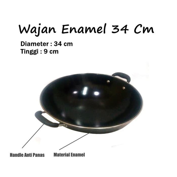 Wajan Enamel Anti Lengket 34cm Wajan Kuping Enamel Wajan Gagang GSF Penggorengan 34 cm