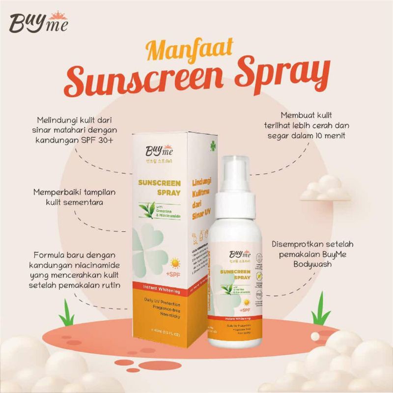 BUYME BUY ME WHITENING SUNSCREEN SPRAY &amp; BODY WASH MEMUTIHKAN MENCERAHKAN KULIT ORIGINAL BPOM