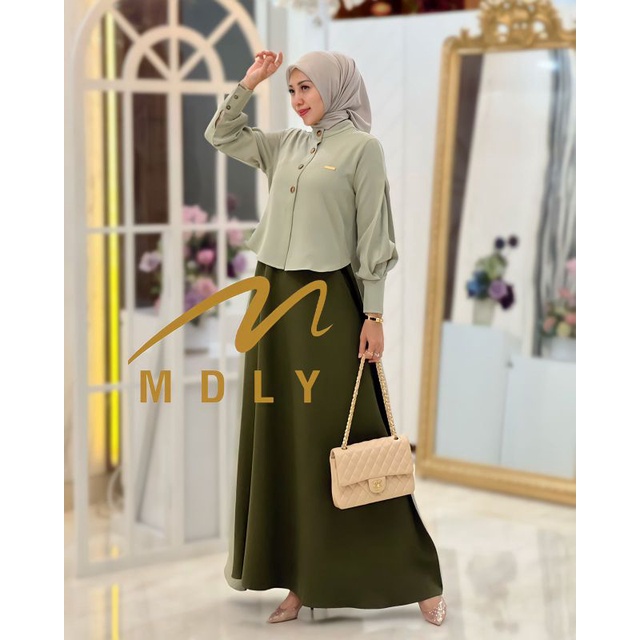 ORI Brand Mdly Eliza Dress Gamis Muslim Wanita Dress Muslim Terbaru Fhasion Wanita Terlaris Bahan Pr
