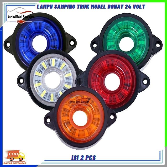 Lampu Led Samping Bak Box Tangki Bulat Kedip Variasi Mobil Truk Truck 24 Volt