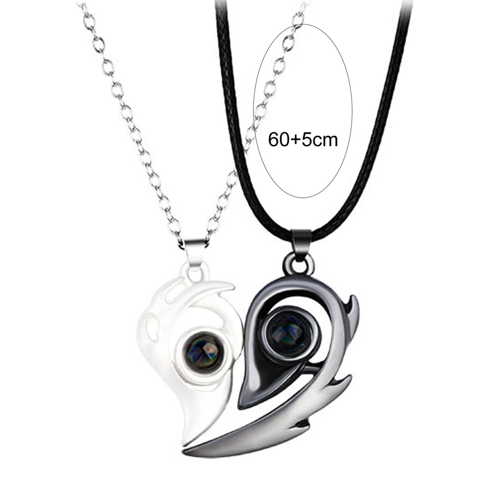 Hu Hu Hu Hu Hu Alat Bantu Pasang Kacamata♡ 2pcs Kalung Liontin Hati Magnetik Tahan Lama Gaya Korea Jepang Untuk Pasangan