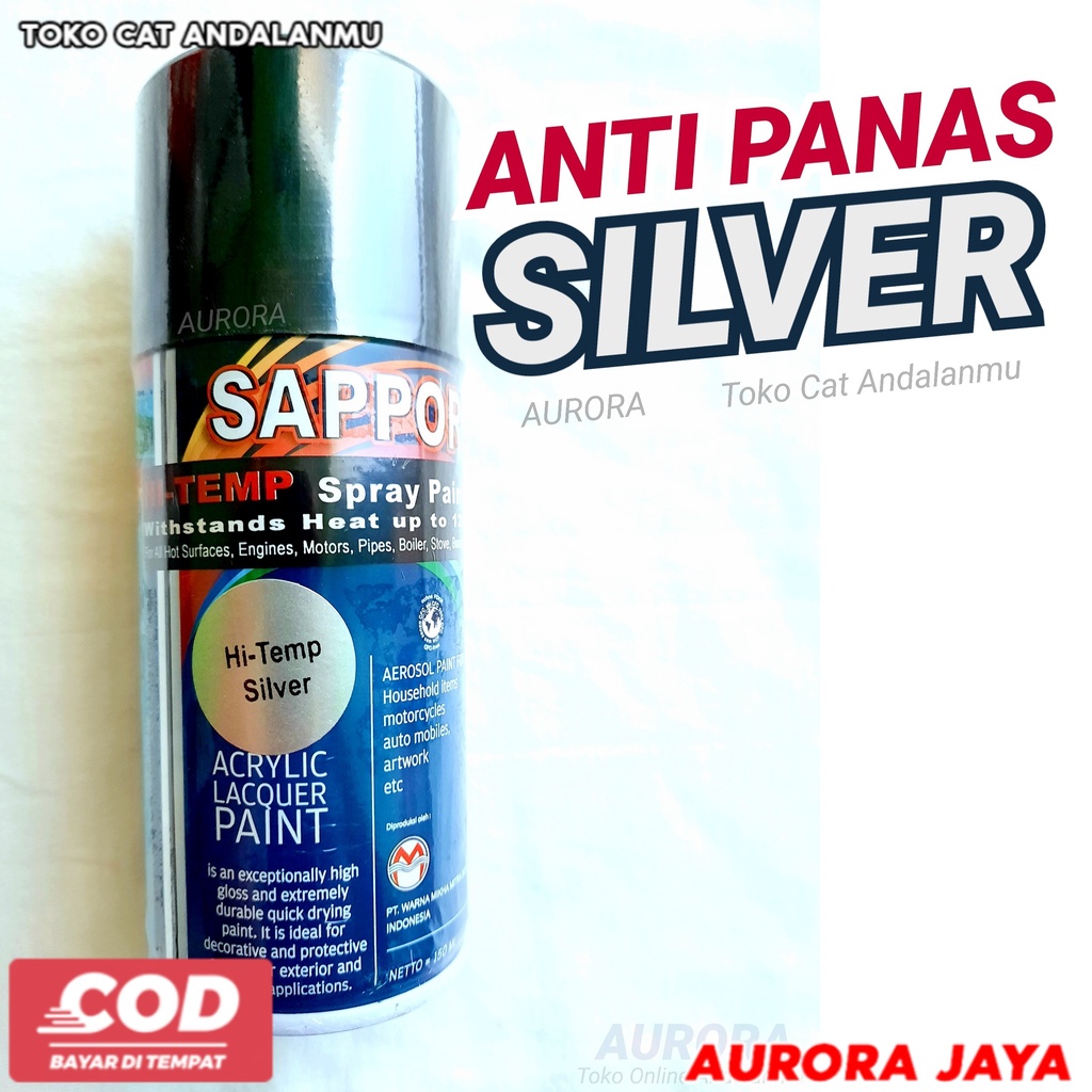 Cat Sapporo Anti Panas Silver Hi Temp Silfer Saporo Untuk Knalpot Kenalpot Kompor Mesin dll 150cc - 