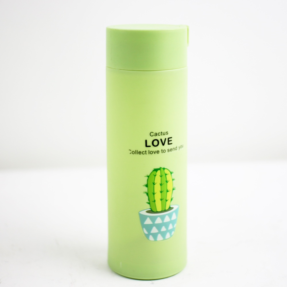 DM - Botol Thermos Kaca 400 ml anti panas - Motif Kaktus Warna