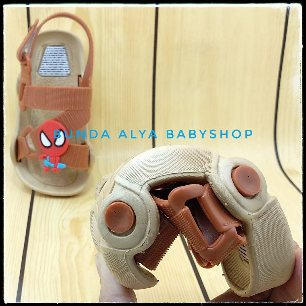 Sendal Anak Laki IMPORT Usia 1 2 3 Tahun Karet AntiSlip - Sepatu Sandal Anak Cowok Lentur COKLAT Kartun Alas Karet Anti Licin