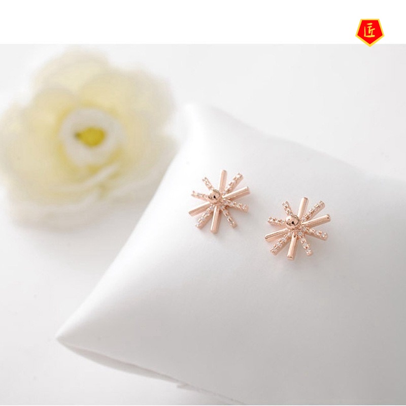 [Ready Stock]Silver Daisy Micro Rhinestone Stud Earrings