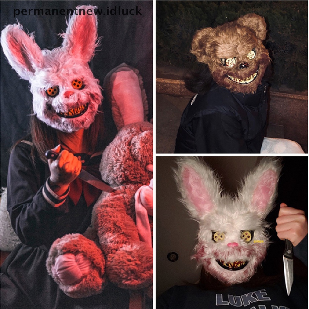 Topeng Bloody Killer Kelinci Teddy Bear Bahan Plush Untuk Cosplay Halloween