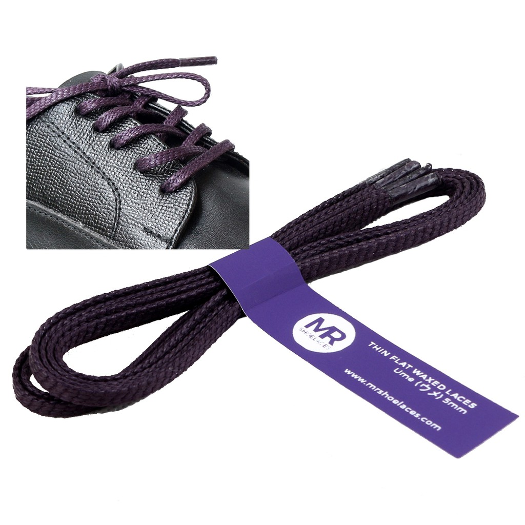 MR Shoelaces TH14 Ume (Ungu Tua) Tali Sepatu Lilin Gepeng Thin 3-4mm (Waxed Laces) 50cm 80cm 120cm 150cm Purple