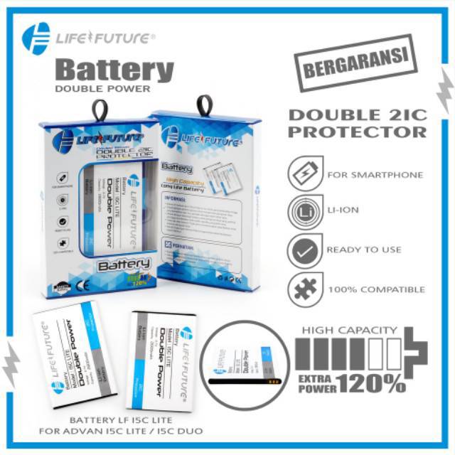 Battery Batre Baterai Life Future for Advan i5c Lite/i5c Duo Double Power 2IC