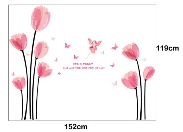 RELIZA WALL STICKER BUNGA TULIP FLOWER SK9076 STIKER DINDING