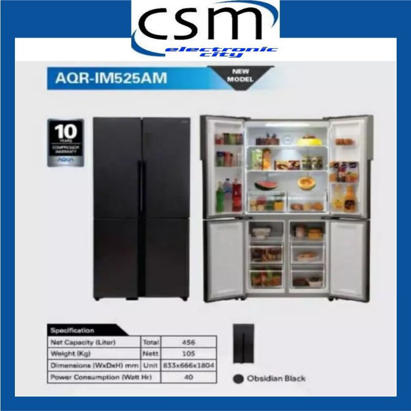 KULKAS AQUA JAPAN AQR IM 525 AM LEMARI ES 4 PINTU SIDE BY SIDE
