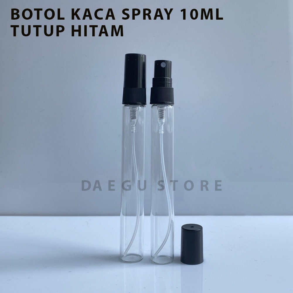 Botol Spray Kaca 10ml Parfum Refill Vial Travel Size Tutup Hitam