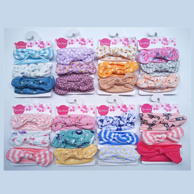 BSET4-3Pcs Set Bandana Bando Headband Bayi Newborn Seri B Impor