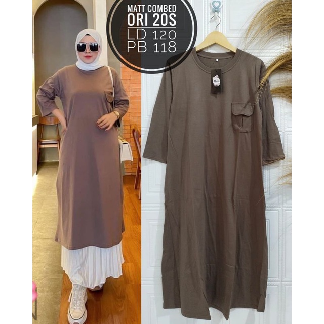 Midi Dress Kaos Polos Jumbo LD 120 Terbaru 2022