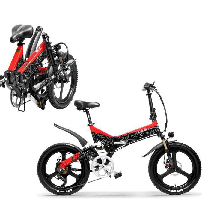 PROMO!!!! Lankeleisi Sepeda Elektrik Lipat Smart Moped Deluxe Version 48V 10.4Ah - G650 - Black/Red