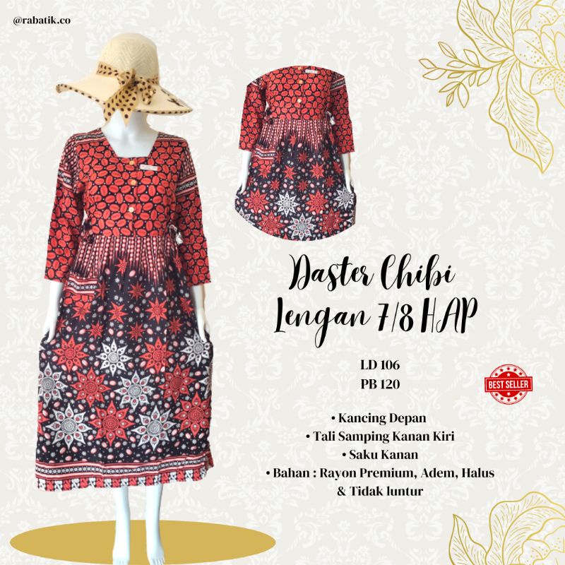 Daster Batik Lengan 7/8 Chibi HAP Modis Kekinian Busui Friendly