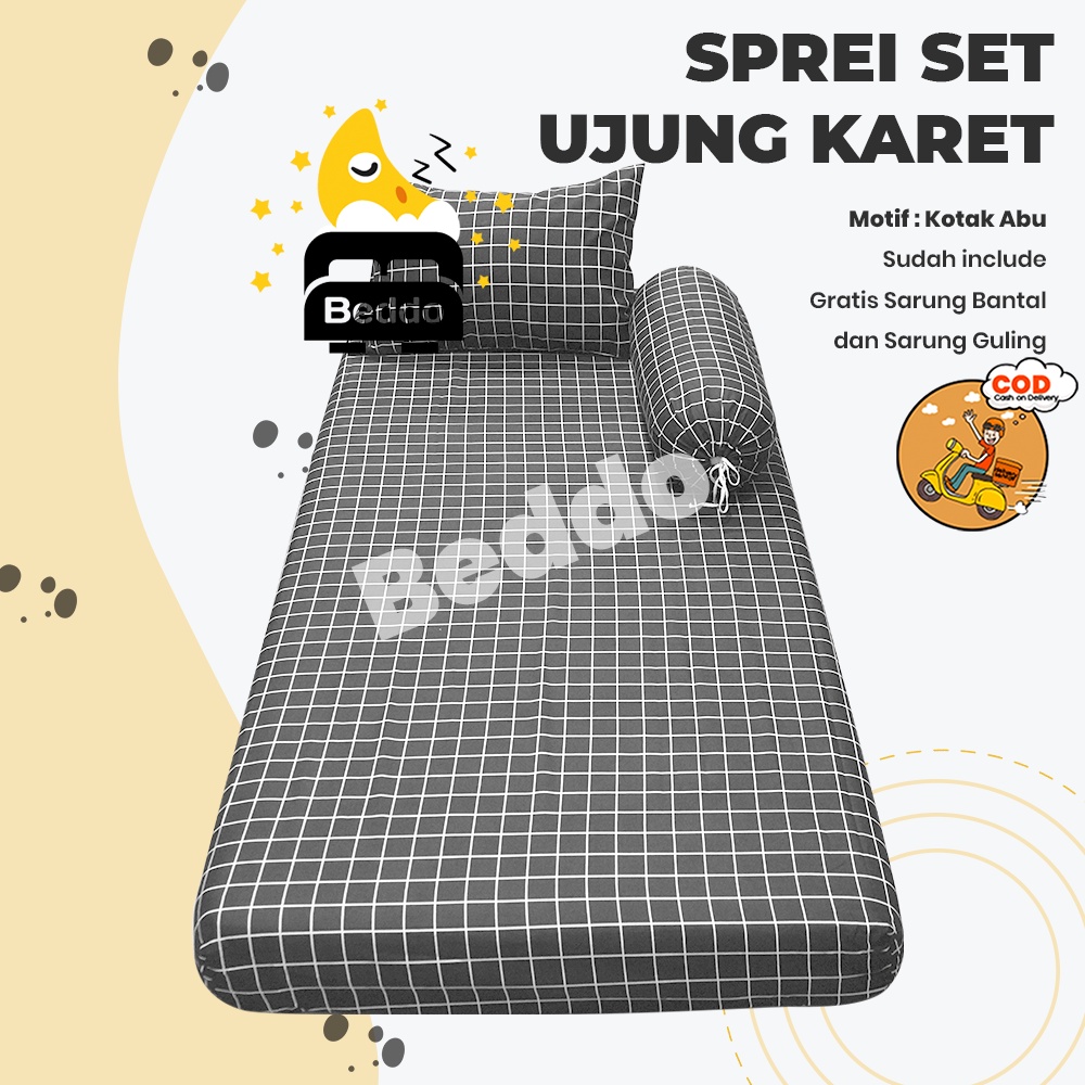 Sprei Single Aesthetic Monochrome Kotak Hitam dan Kotak putih Sprei sudut karet