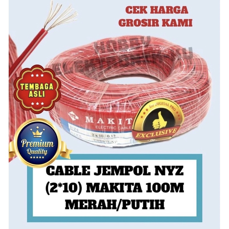 CABLE JEMPOL NYZ (2x10) MAKITA 100M MERAH/PUTIH