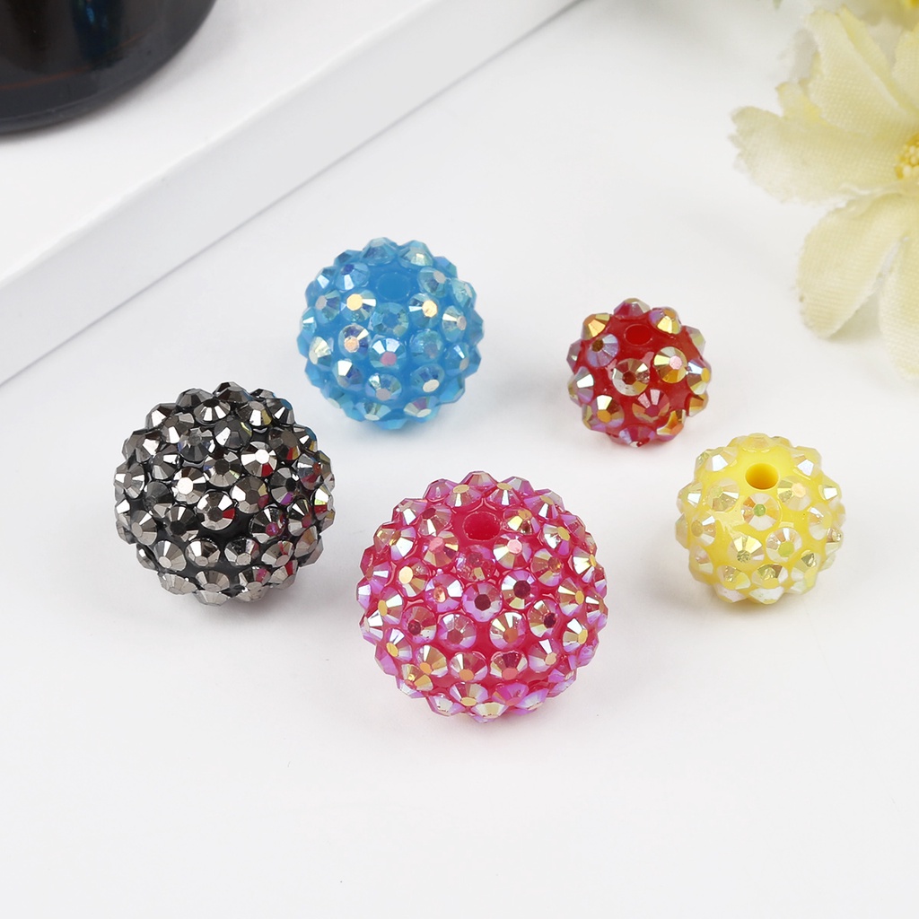 10 pcs AB Warna Manik-manik-Manik-manik Berlian Imitasi-Bling Beads-Resin Berlian Imitasi Beads Untuk Wanita Gelang Kalung Untuk Aksesoris Pembuatan Perhiasan Liontin DIY