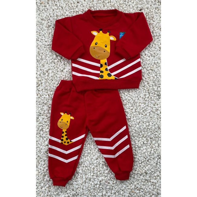 sweater bayi lucu murah motif little geraffe setelan 3- 18 bulan