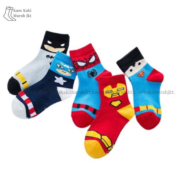 3 Pasang Kaos Kaki Anak TK SD Motif Superhero Kaos Kaki Anak Karakter Superhero Usia 5 Sampai 7 Tahun