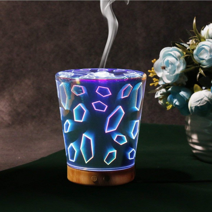 Humidifier 3D-02 Glass Square Effect Aromatherapy LED Night 100ML