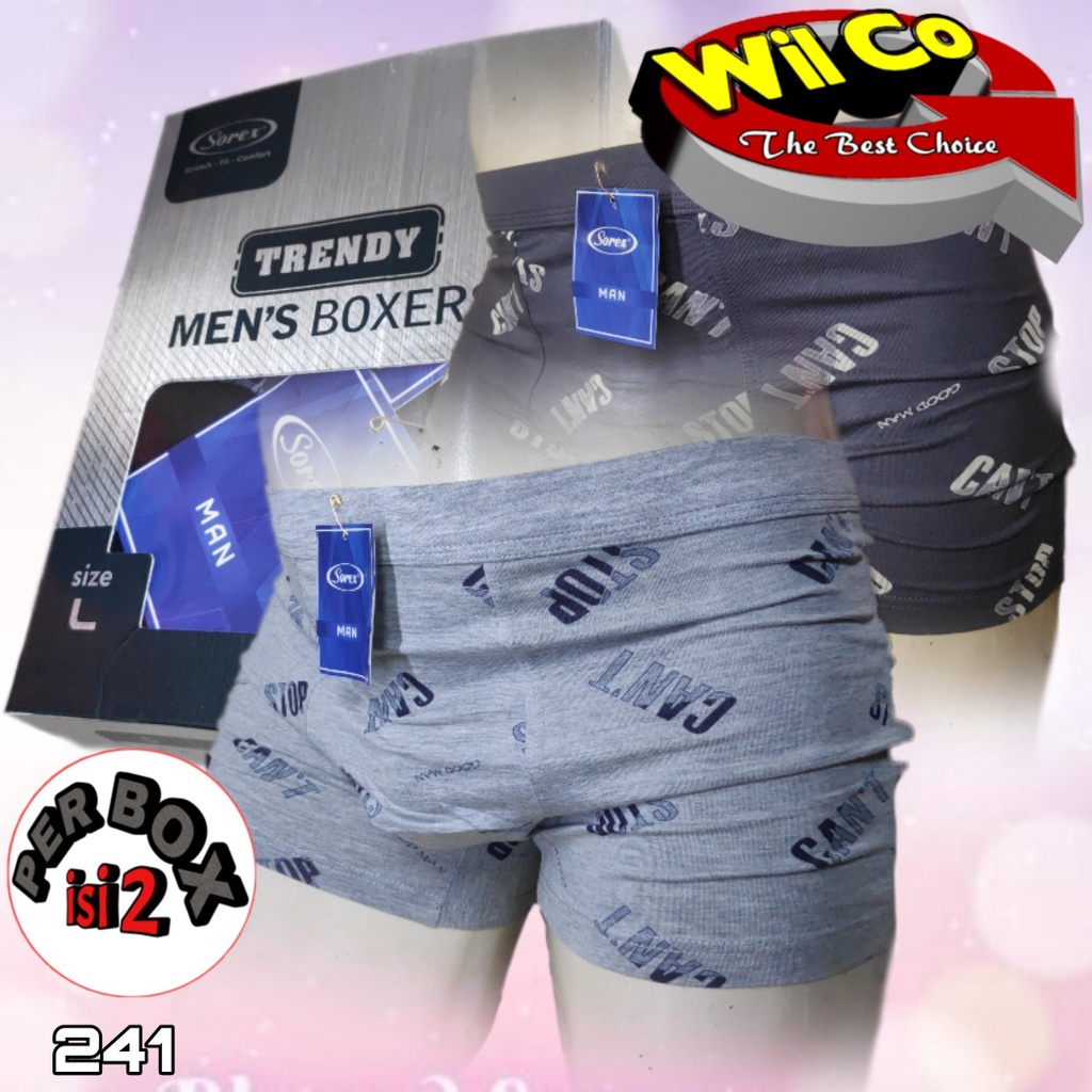 K241D - (DIJUAL PER 1 BOX ISI 2 Pcs) CELANA DALAM BOXER PRIA SOREX SIZE M - XL