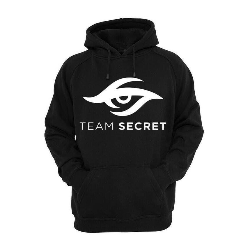 Jaket Hoodie Jumper Dota 2 Team Secret Full Hitam Sablon Putih