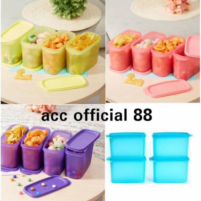 PROMO - Tupperware isi 4toples kue kering kotak penyimpanan makanan box cemila - SEDIA Toples lebara