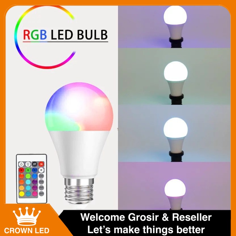 Lampu Bohlam LED RGB RGBW 16 Warna + Remote 7W Fitting E27 Awet Super Terang