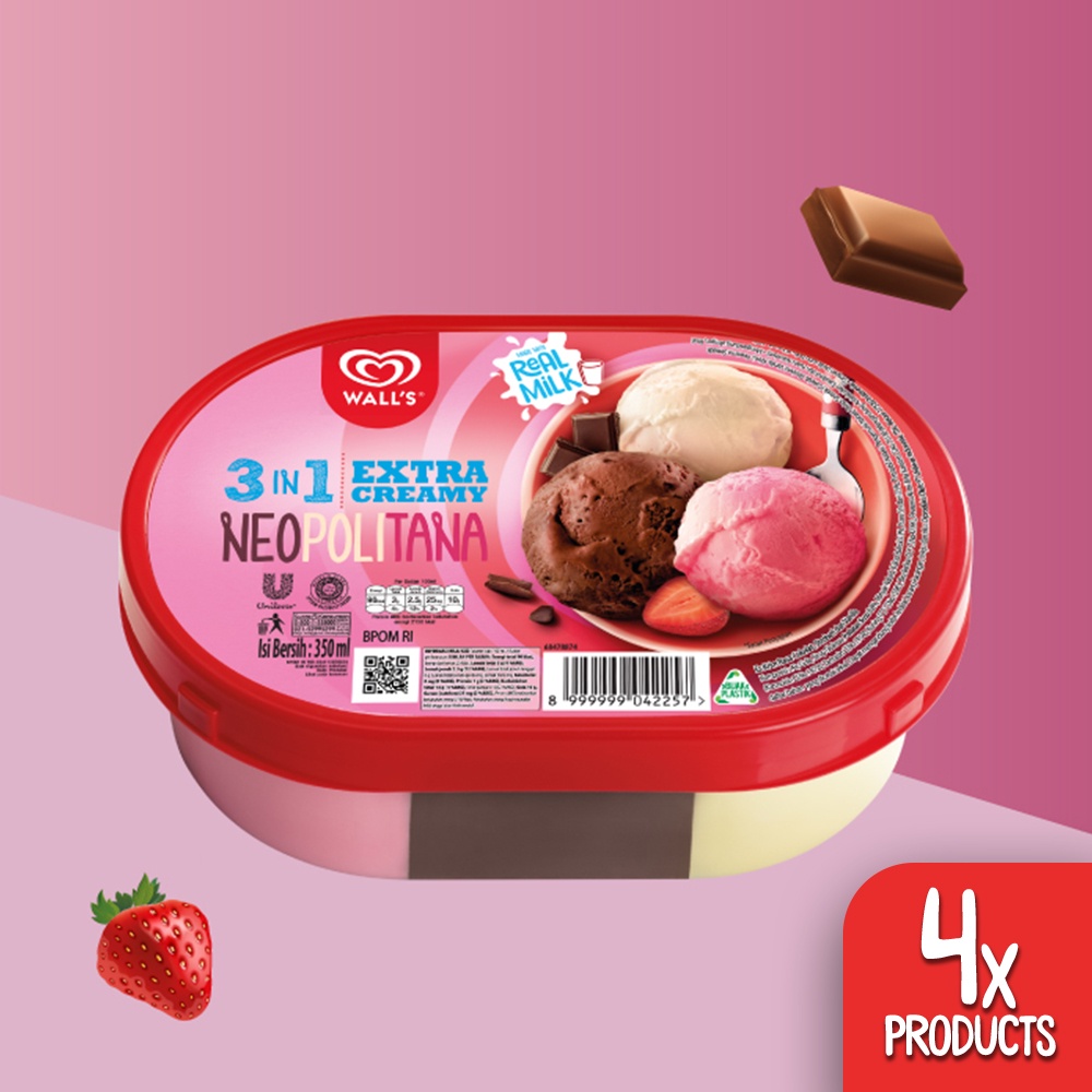 Promo Harga Walls Ice Cream Neopolitana 350 ml - Shopee