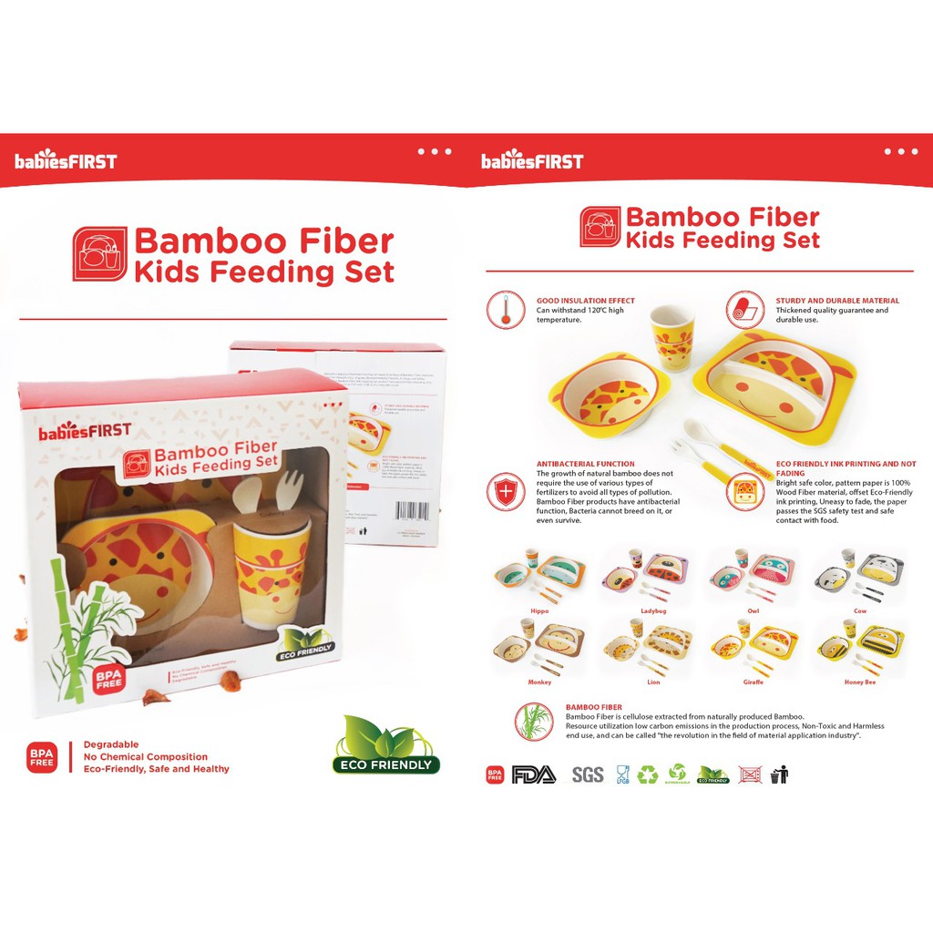 BABIESFIRST Bamboo Fiber Kids Feeding Set Children Dining Set Alat Makan Anak Organik Eco Friendly