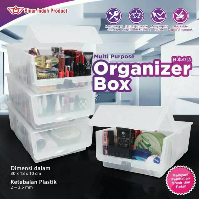 Organizer box per 3pcs bahan plastik berkualitas untuk simpan barang multifungsi bisa ditumpuk