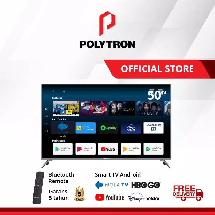 LED POLYTRON SMART ANDROID TV 50 INCH PLD 50AS8858 MOLA TV